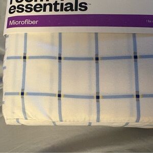 New-Room Essentials White & Blue Plaid Microfiber Sheet XL Twin cotton soft